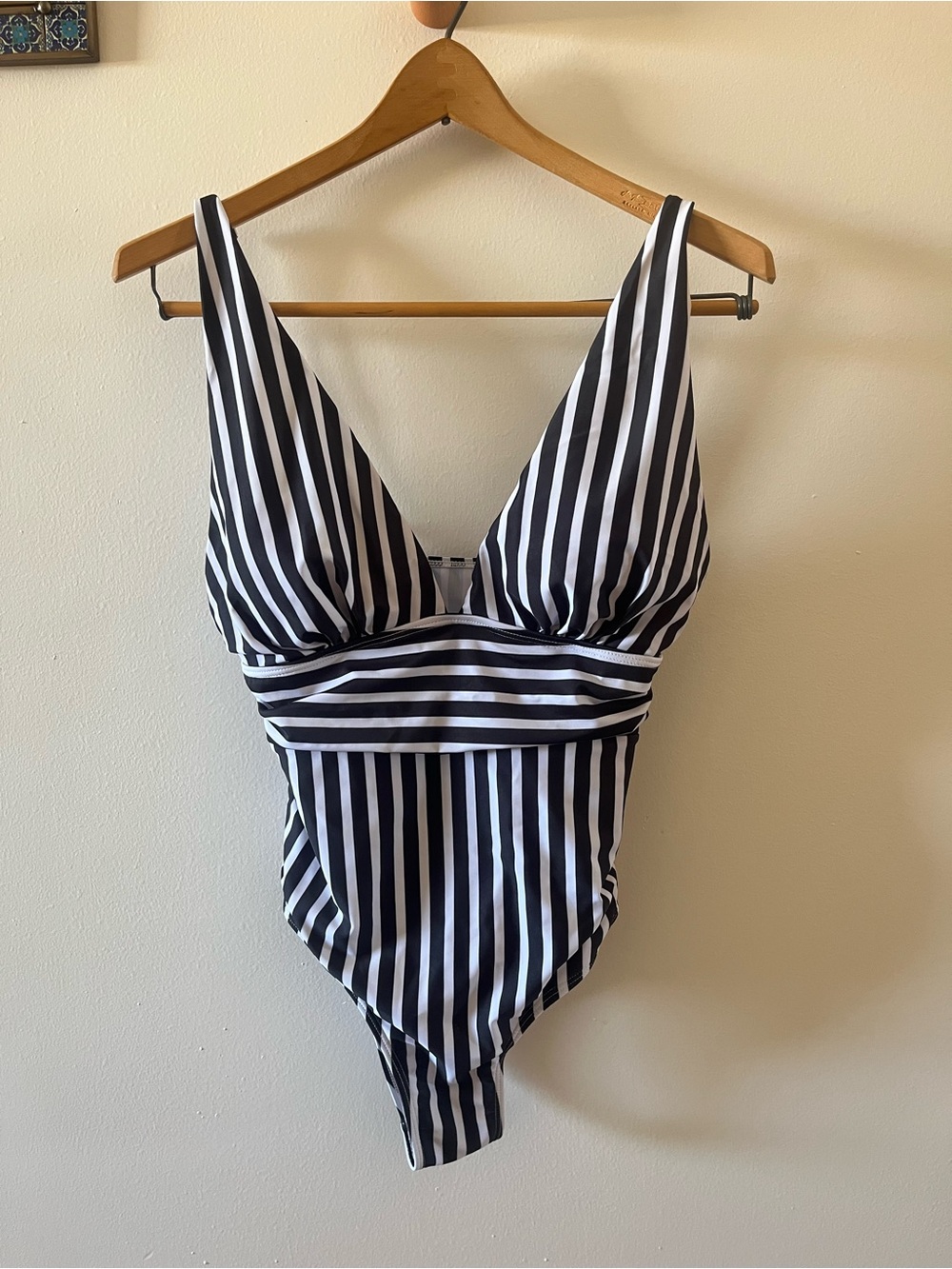 Black & White Striped One-Piece Swimsuit